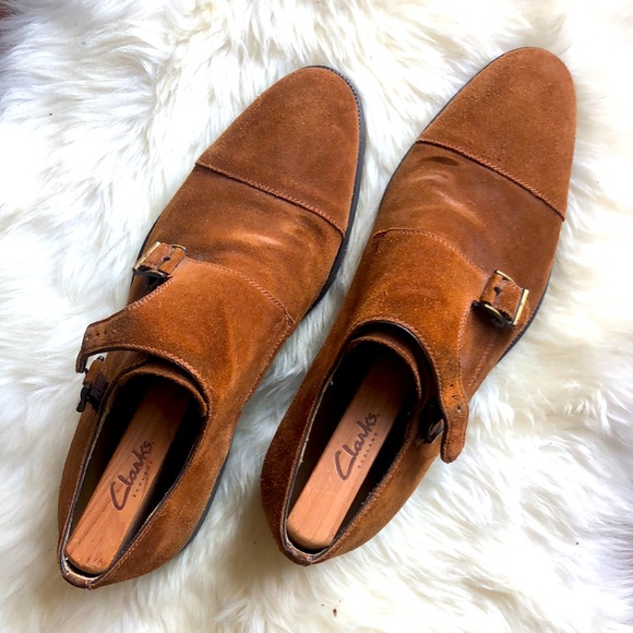 MAGNANNI Brown Suede Cap-Toe Double Monk Strap Shoes main image 8